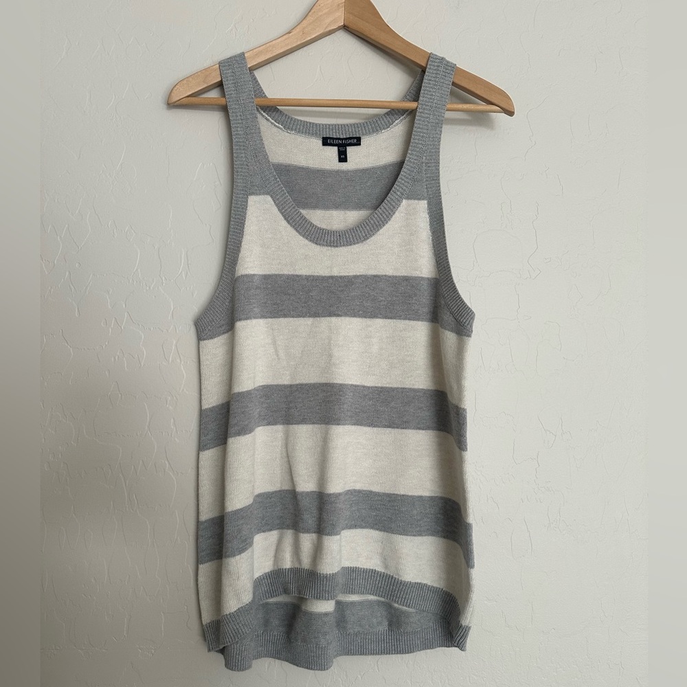 Eileen Fisher Cotton / Silk Blend Sweater Tank Sleeveless Womens XS Gray